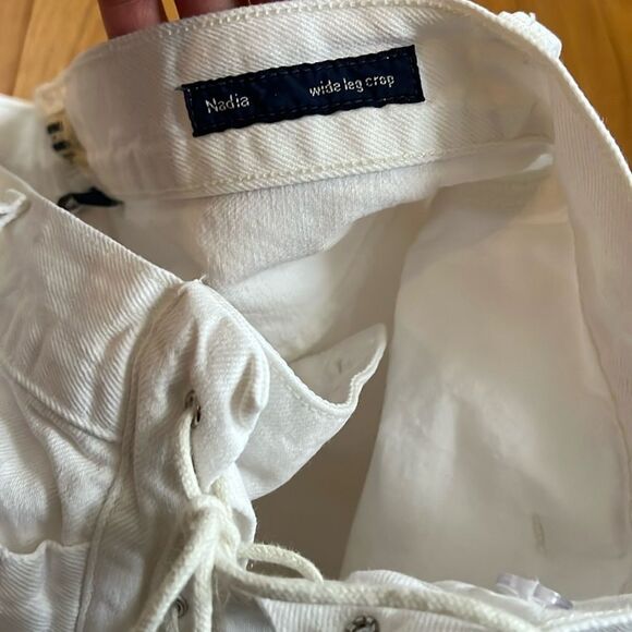 Citizens of Humanity White Nadia Lace-Up High-Rise Wide-Leg Jeans 27 - Picture 6 of 10